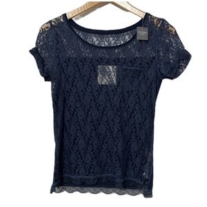 New Abercrombie & Fitch Womens Short Sleeve Lace Shirt